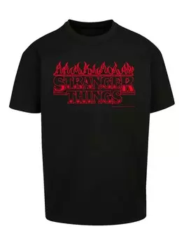 Рубашка F4NT4STIC Stranger Things Flames Netflix TV Series, черный