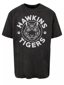 Рубашка F4NT4STIC Stranger Things Hawkins Grey Tiger Netflix TV Series, черный