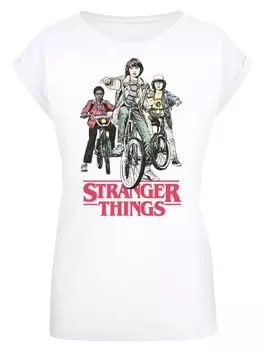 Рубашка F4NT4STIC Stranger Things Retro Bikers Netflix TV Series, белый