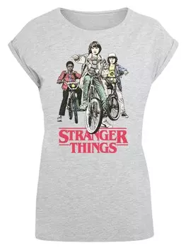 Рубашка F4NT4STIC Stranger Things Retro Bikers Netflix TV Series, серый