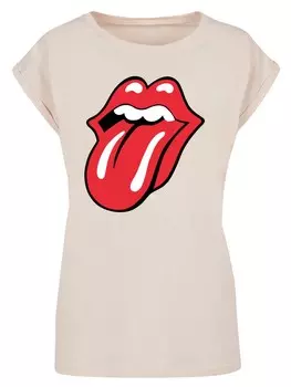 Рубашка F4NT4STIC The Rolling Stones Classic Tongue Blk, песочный