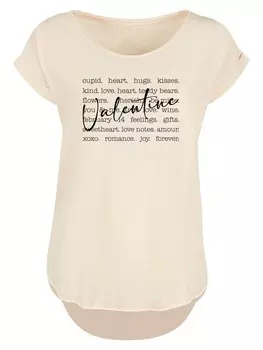 Рубашка F4NT4STIC Valentine Herz Hugs Kisses Love Flowers Joy, песочный