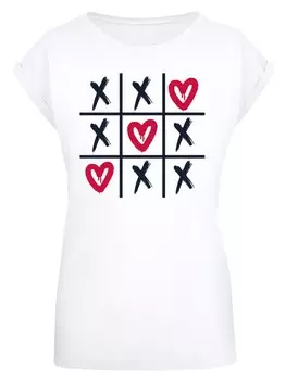 Рубашка F4NT4STIC Valentinstag Herz Tic Tac Toe, белый