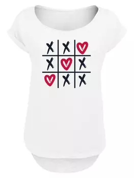 Рубашка F4NT4STIC Valentinstag Herz Tic Tac Toe, белый