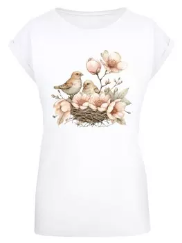 Рубашка F4NT4STIC Vogelnest Blumen, белый