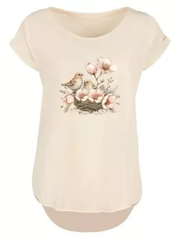 Рубашка F4NT4STIC Vogelnest Blumen, песочный
