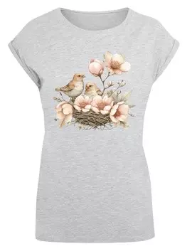 Рубашка F4NT4STIC Vogelnest Blumen, серый