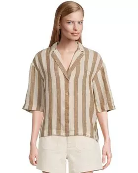 Рубашка Faherty Palma Linen Camp Shirt, цвет Cocoa Beach Stripe