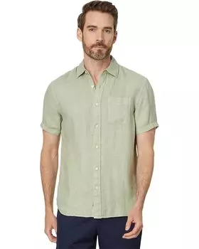 Рубашка Faherty SS Palma Linen Shirt, цвет Canyon Olive Basketweave