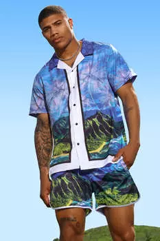 Рубашка Fashion Nova 2021922488, синий