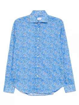 Рубашка Fedeli с цветочным принтом, синий