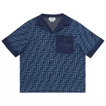 Рубашка Fendi Kids Chambray Shirt, цвет Dark Blue