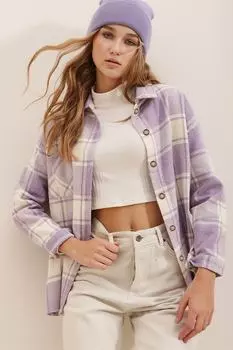 Рубашка - Фиолетовая - Oversize Trend Alaat Stili, фиолетовый