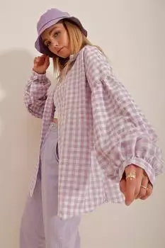 Рубашка - Фиолетовый - Свободный крой Trend Alaat Stili, фиолетовый