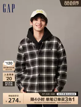 Рубашка фланелевая Gap клетчатая, черно-белый