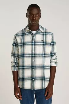 Рубашка фланелевая синего цвета в клетку, стандартного кроя Tommy Jeans, белый