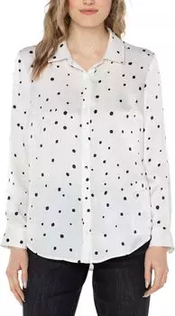 Рубашка Flap Pocket Button Front Woven Blouse Liverpool Los Angeles, цвет All Over Dot Vanilla