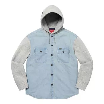 Рубашка fleece hooded denim shirt 'teal grey' Supreme, мультиколор