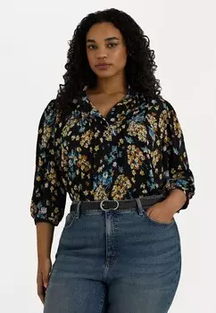 Рубашка FLORAL GEORGETTE BLOUSON SLEEVE SHIRT Ralph Lauren, черный