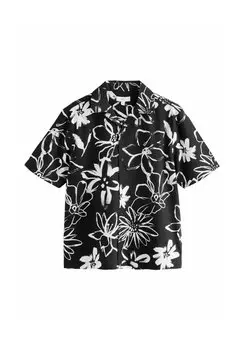 Рубашка FLORAL PRINTED SHORT SLEEVE Next, черный
