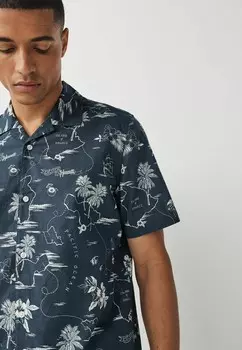 Рубашка FLORAL SHORT SLEEVE REGULAR FIT Next, синий