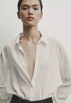 Рубашка Flowing Crepe Massimo Dutti, бежевый