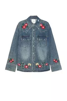Рубашка Found Floral Wester Denim Shirt, синий