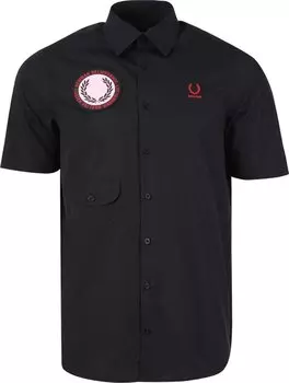 Рубашка Fred Perry x Raf Simons Short-Sleeve Patched Shirt 'Black', черный