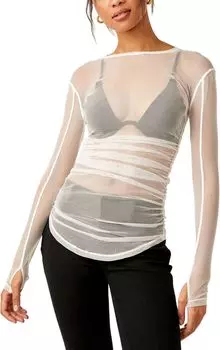 Рубашка Free People Last Layer Long Sleeve, слоновая кость