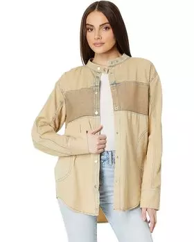 Рубашка Free People Moto Color Block Shirt, песочный