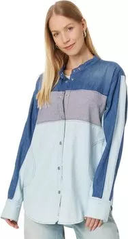 Рубашка Free People Moto Color Block Shirt, цвет Blue Combo