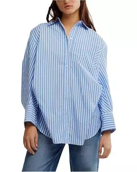 Рубашка Free People Sabine Striped Articulated Shirt, цвет Oxford Stripe/Blue