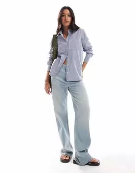 Рубашка French Connection с полосками и накладными пуговицами в сине-белых тонах