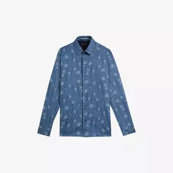 Рубашка Frith из эластичного хлопка с цветочным принтом Ted Baker, синий