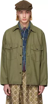 Рубашка-футболка цвета хаки с длинным рукавом NEEDLES