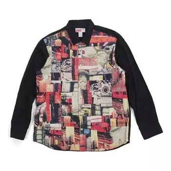 Рубашка fw18 x comme des garcons shirt patchwork button up shirt 'multicolor' Supreme, мультиколор