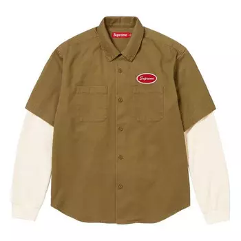 Рубашка fw23 week7 thermal sleeve work shirt 'brown' Supreme, коричневый