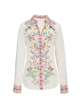 Рубашка Gabriela из смесового шелка с мозаикой Robert Graham, белый