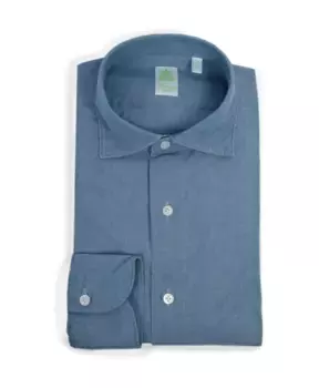 Рубашка Gaeta из шамбре с мягким воротником Finamore, синий