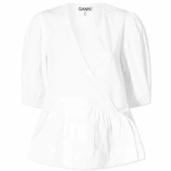 Рубашка GANNI Cotton Poplin Wrap Blouse
