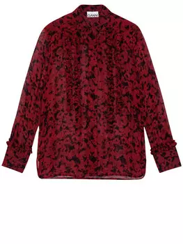 Рубашка Ganni Printed georgette, красный