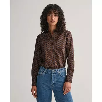 Рубашка Gant Reg Geometric Cot Voile, коричневый