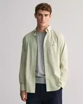 Рубашка Gant с длинными рукавами "Рубашка из поплина Regular Fit, легкая, износостойкая, простая в уходе", с вышивкой этикетки на нагрудном кармане, цвет Milky Matcha
