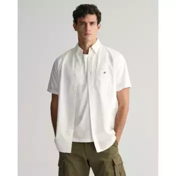 Рубашка Gant с короткими рукавами "REG OXFORD SHIRT", вышивка Gant, белый