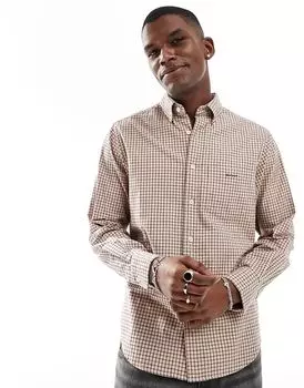 Рубашка GANT tattersall с логотипом бежевого цвета