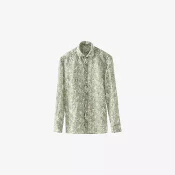 Рубашка Garden-Print Eton из льна с цветочным принтом, зеленый