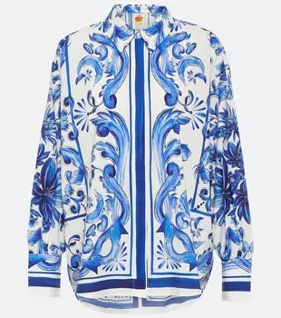 Рубашка Garden Tiles из хлопка Farm Rio, белый