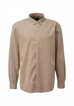 Рубашка GARMENT WASHED MIT LOGO QS, светло-коричневый