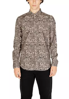 Рубашка Gianni Lupo с геометрическим рисунком, коричневый