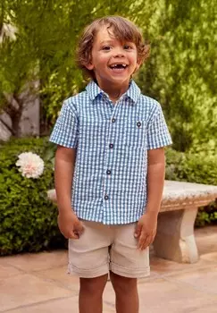 Рубашка GINGHAM REGULAR FIT JoJo Maman Bb, цвет light blue